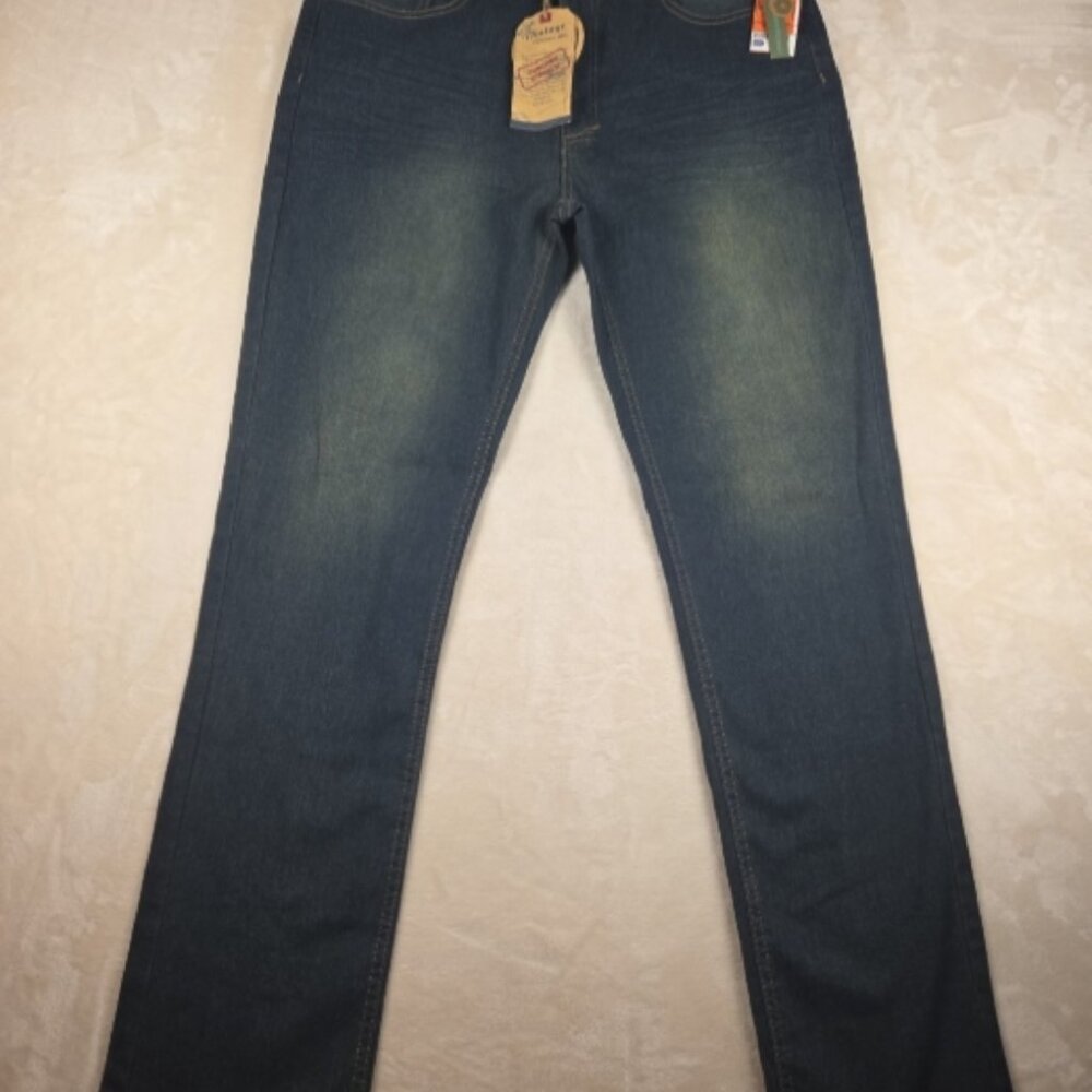 Vintage Genes Slim Fit Jeans 34x32 Blue Lived‑In Denim NWT
